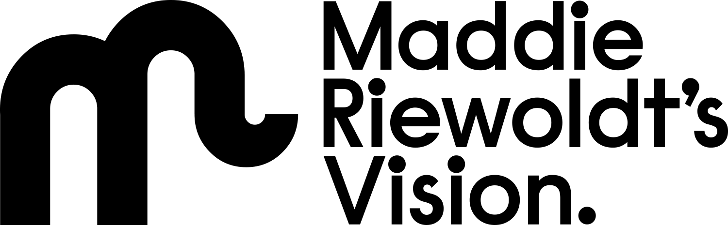 A black logo saying "Maddie Riewoldt's Vision"